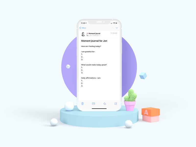 Artwork courtesy of Tran Mau Tri Tam - https://dribbble.com/tranmautritam Screenshot of journal prompt on iPhone